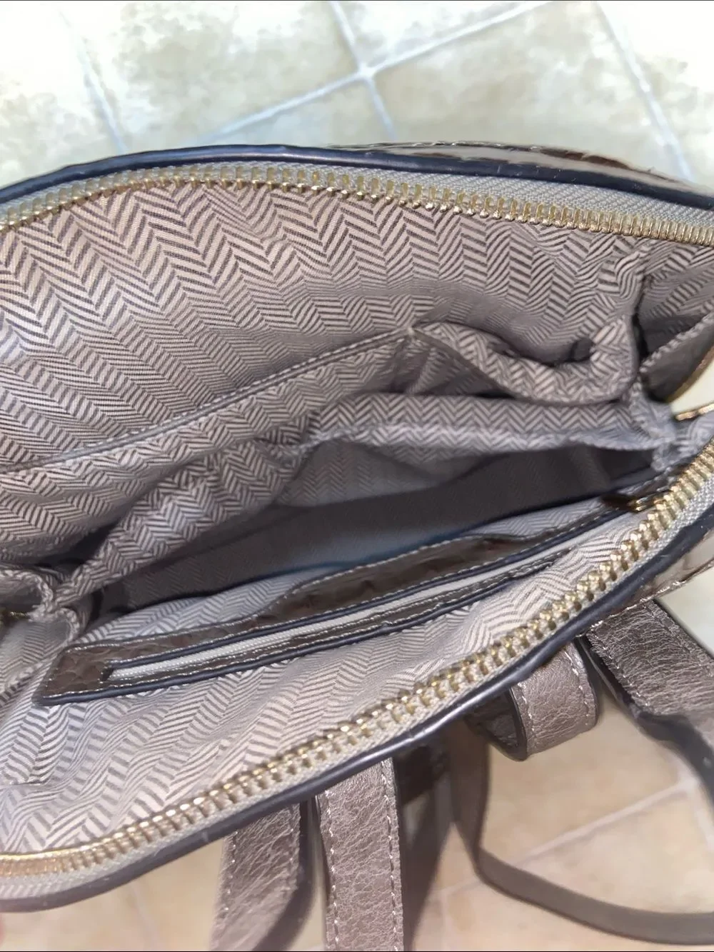 Unbranded Faux Croc-Embossed Dome Satchel in Chocolate Brown Made In China Bag